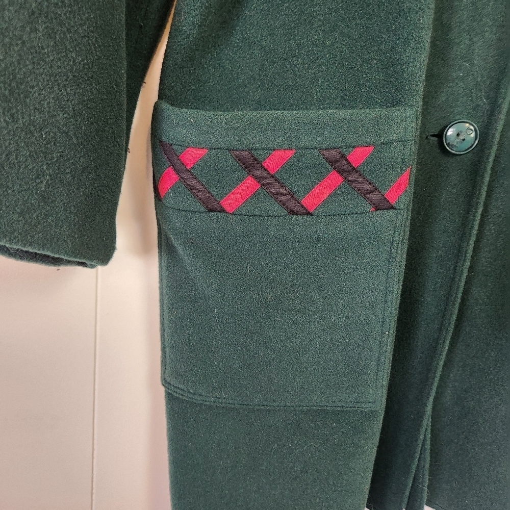 Vintage Weill Paris 1980s Green Winter Jacket Coat Womens Size Large Classic - Picture 5 of 12